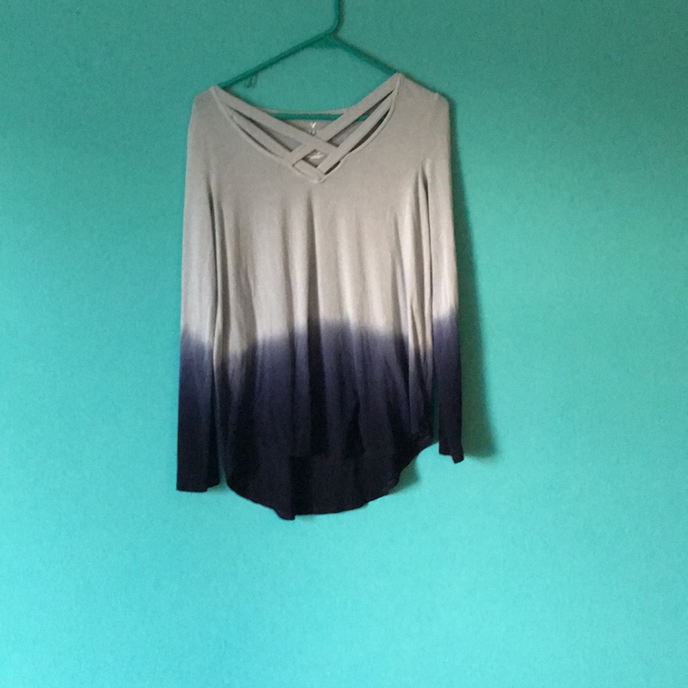 Long sleeve soft and sexy cross neck T-shirt